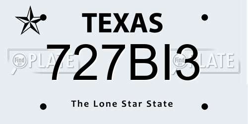 727BI3 Texas License Plate