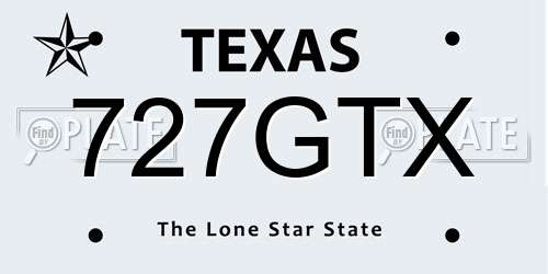 727GTX Texas License Plate