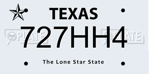 727HH4 Texas License Plate