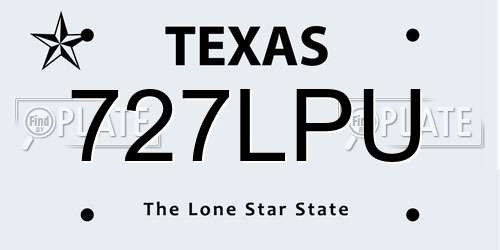 727LPU Texas License Plate