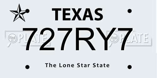 727RY7 Texas License Plate