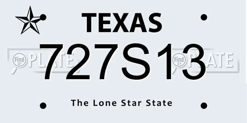 727S13 Texas License Plate