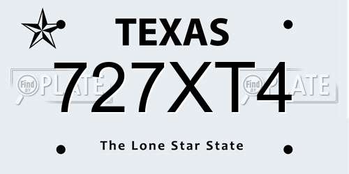 727XT4 Texas License Plate
