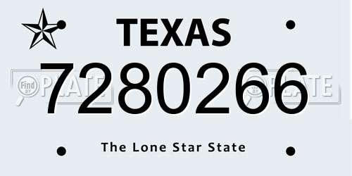 7280266 Texas License Plate