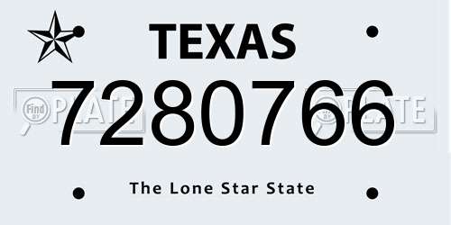 7280766 Texas License Plate