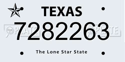 7282263 Texas License Plate