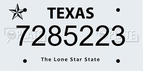 7285223 Texas License Plate