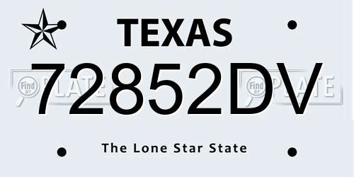 72852DV Texas License Plate