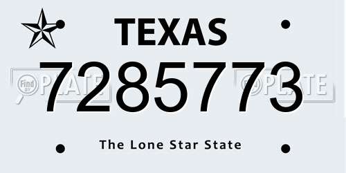 7285773 Texas License Plate