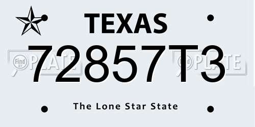 72857T3 Texas License Plate