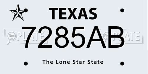 7285AB Texas License Plate