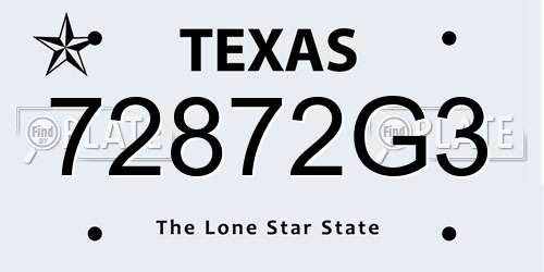 72872G3 Texas License Plate