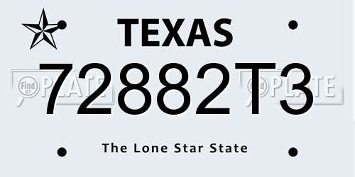 72882T3 Texas License Plate