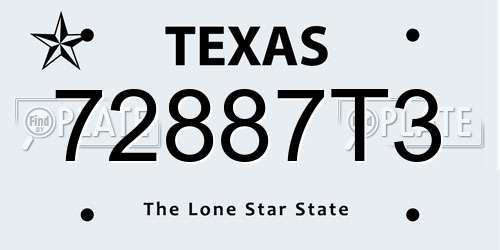 72887T3 Texas License Plate