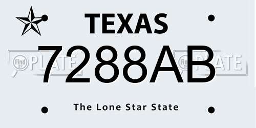 7288AB Texas License Plate