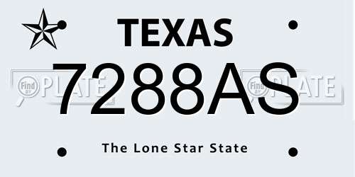 7288AS Texas License Plate