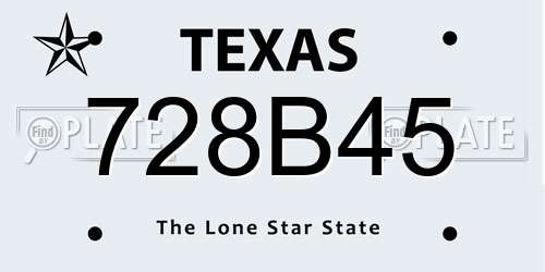 728B45 Texas License Plate