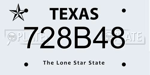 728B48 Texas License Plate