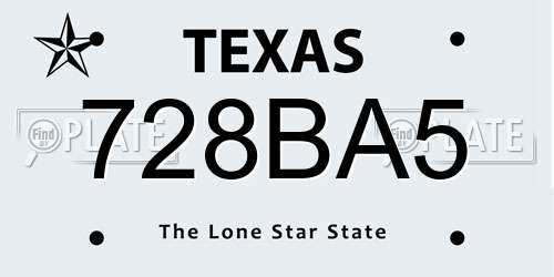 728BA5 Texas License Plate
