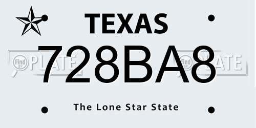 728BA8 Texas License Plate