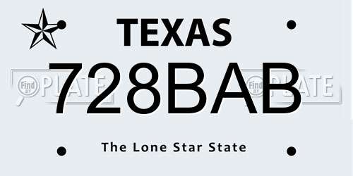 728BAB Texas License Plate