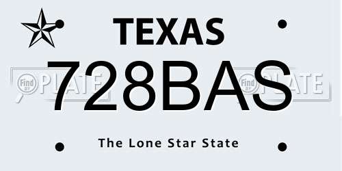 728BAS Texas License Plate