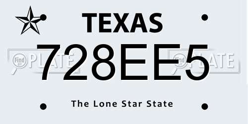 728EE5 Texas License Plate