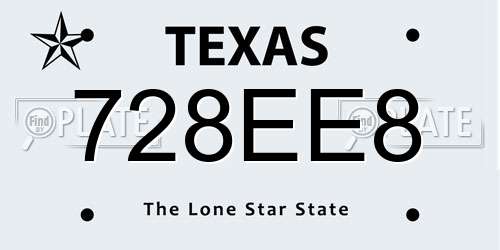 728EE8 Texas License Plate