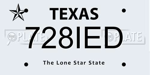 728IED Texas License Plate