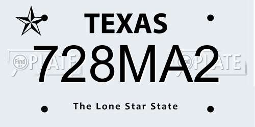 728MA2 Texas License Plate