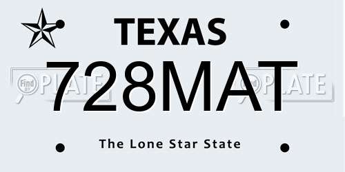 728MAT Texas License Plate