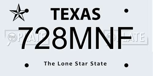 728MNF Texas License Plate