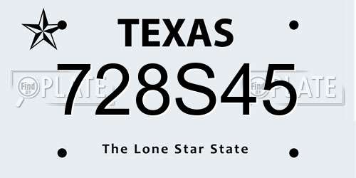 728S45 Texas License Plate