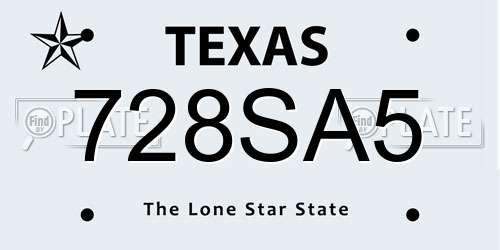 728SA5 Texas License Plate