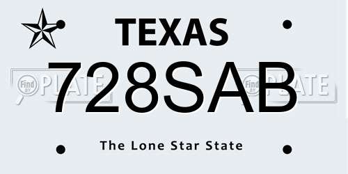 728SAB Texas License Plate