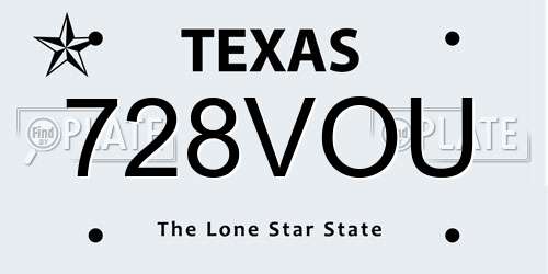 728VOU Texas License Plate