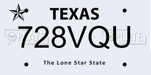 728VQU Texas License Plate
