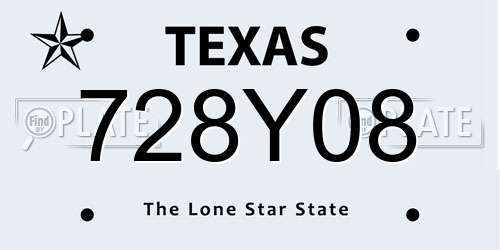 728Y08 Texas License Plate