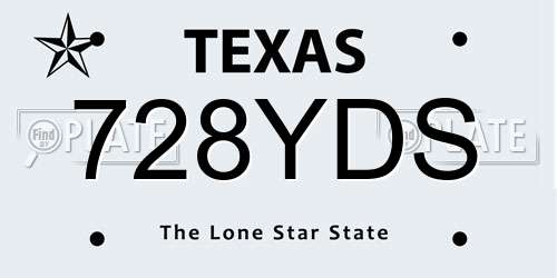 728YDS Texas License Plate