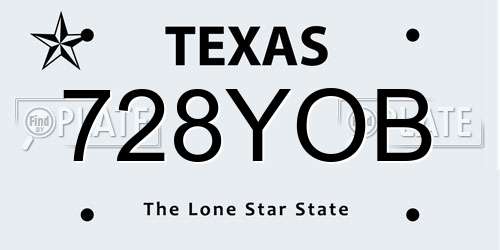 728YOB Texas License Plate