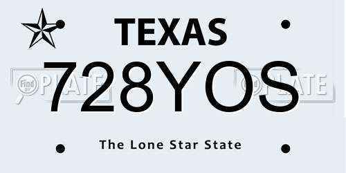 728YOS Texas License Plate