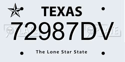 72987DV Texas License Plate
