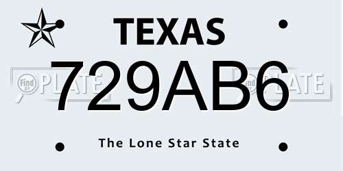 729AB6 Texas License Plate