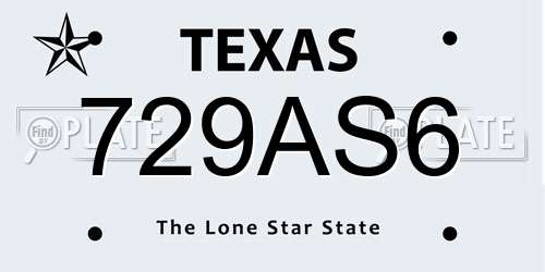 729AS6 Texas License Plate