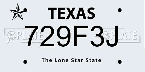 729F3J Texas License Plate