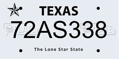 72AS338 Texas License Plate