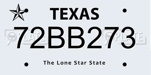 72BB273 Texas License Plate