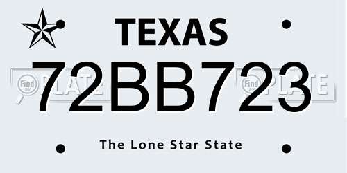 72BB723 Texas License Plate