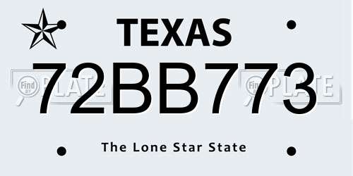 72BB773 Texas License Plate