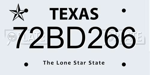 72BD266 Texas License Plate